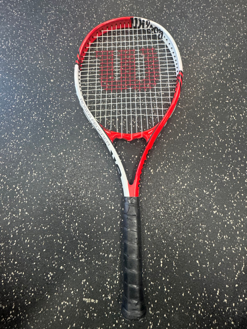 Vist Large View of Product Image Which is Used Wilson ROGER FEDERER 110 Adult Tennis Racquet Red 4 3/8"