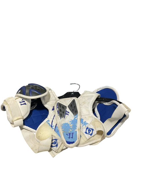 Vist Large View of Product Image Which is Used Warrior SHOULDER PADS Lacrosse Shoulder Pads Clear And Royal Blue XS
