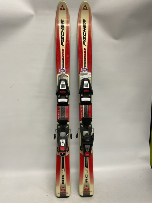 Vist Large View of Product Image Which is Used Fischer RC 4 Boys DH Ski/Binding Red And White 96 cm