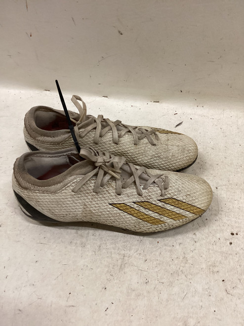 Vist Large View of Product Image Which is Used Adidas Soccer Cleats White And Gold Senior 7