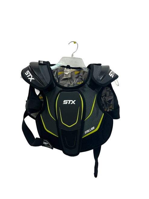 Vist Large View of Product Image Which is Used STX Stallion 200 Lacrosse Rib Pads Black LG