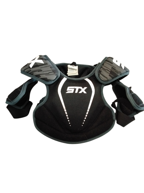 Vist Large View of Product Image Which is Used STX STALLION 75 Lacrosse Shoulder Pads Black XS