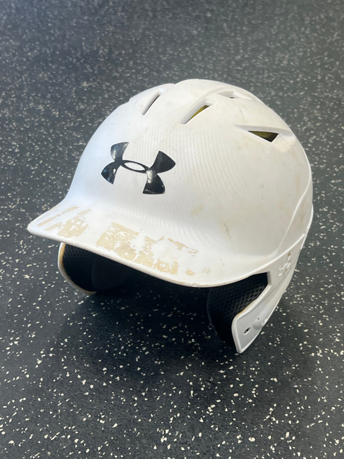 Vist Large View of Product Image Which is Used Under Armour UA BASEBALL HELMET Batting Helmet No Mask White One Size