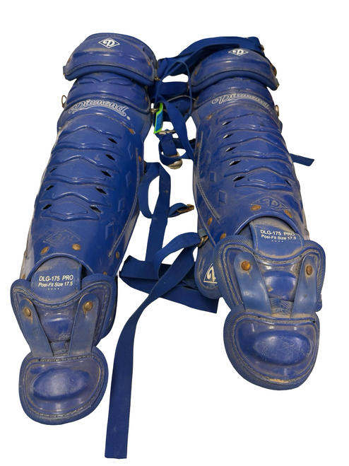 Vist Large View of Product Image Which is Used Diamond DLG-175 PRO Adult Baseball Catchers Leg Guards Royal Blue
