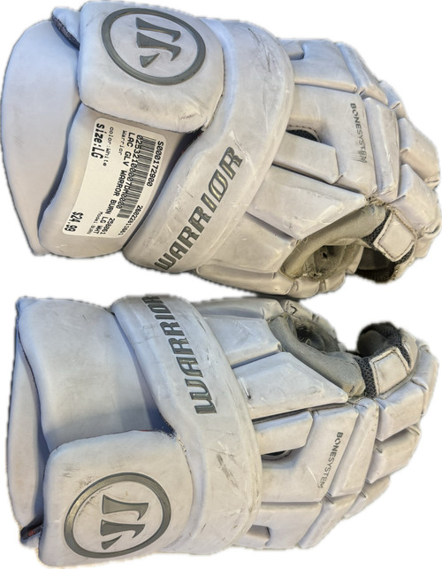 Vist Large View of Product Image Which is Used Warrior BURN Lacrosse Gloves Mens White LG