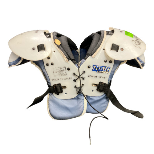 Vist Large View of Product Image Which is Used Rawlings TITAN JR FB Shoulder Pads White MD