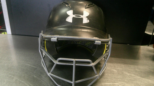Vist Large View of Product Image Which is Used Under Armour HELMET W/MASK Batting Helmet w/Mask Black XS