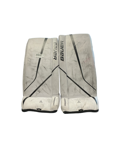 Vist Large View of Product Image Which is Used Bauer PRODIGY 24IN Goalie Leg Pads Youth Black And White 24"