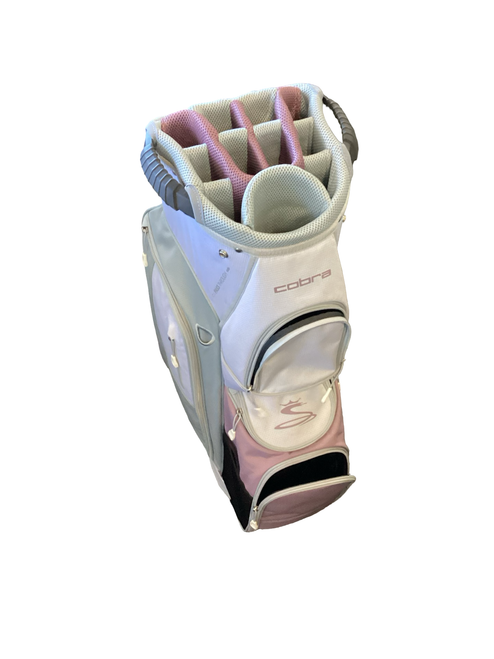 Vist Large View of Product Image Which is Used Cobra PINK/WHT 14 WAY CART BAG Womens Cart Bag White And Pink