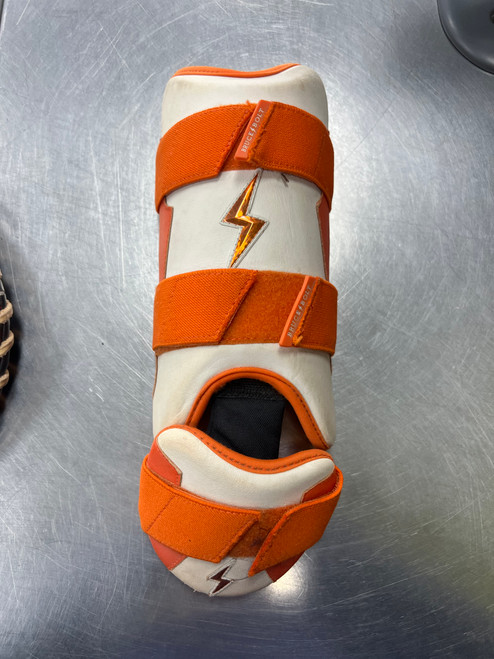 Vist Large View of Product Image Which is Used BRUCE BOLT ORIGINAL LEG GUARD BB/SB Shin/Foot Protector Orange And White