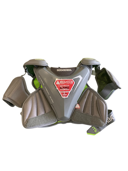 Vist Large View of Product Image Which is Used Maverik EKG Lacrosse Shoulder Pads Grey MD