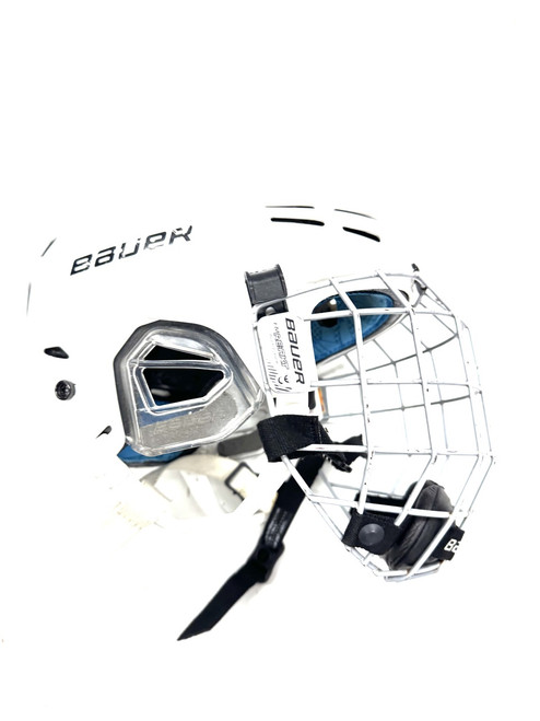 Vist Large View of Product Image Which is Used Bauer RE AKT 65 Helmet Cage Combo White SM