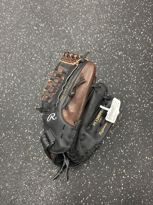 Vist Large View of Product Image Which is Used Rawlings PL120BPU BB/SB Glove RH Throw Black 12"
