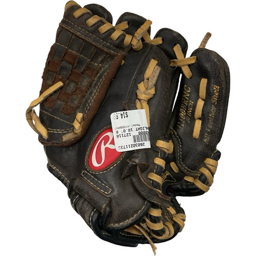 Vist Large View of Product Image Which is Used Rawlings H100BRNC BB/SB Glove RH Throw Black 10"