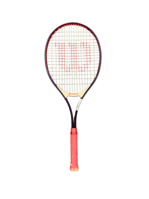 Vist Large View of Product Image Which is Used USTA RACQUET Adult Tennis Racquet Navy Blue 4 1/8"