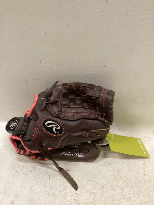 Vist Large View of Product Image Which is Used Rawlings FP11T RH Throw Fastpitch Gloves Brown 11"