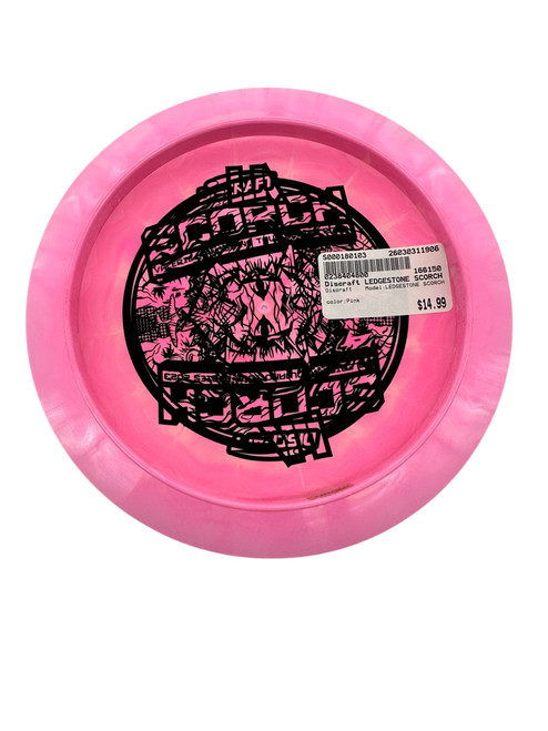 Vist Large View of Product Image Which is Used Discraft LEDGESTONE SCORCH Disc Golf Driver Pink