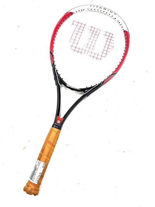Vist Large View of Product Image Which is Used Wilson Adult Tennis Racquet Black 4 3/8"