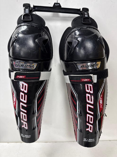 Vist Large View of Product Image Which is Used Bauer NSX Intermediate Shin Guards Black 12"