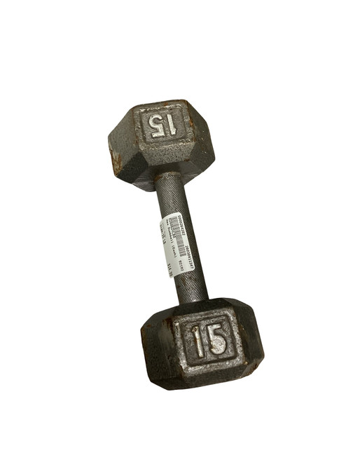 Vist Large View of Product Image Which is Used Hex Dumbbell (Each) Grey 15 lb