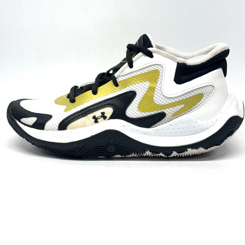 Vist Large View of Product Image Which is Used Under Armour JET 25 Basketball Shoes Y White/Black/Yellow Junior 04.5