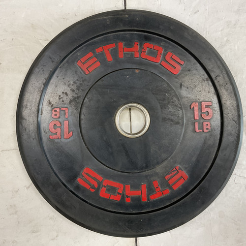 Vist Large View of Product Image Which is Used Ethos Olympic Bumper Plate 15 lb