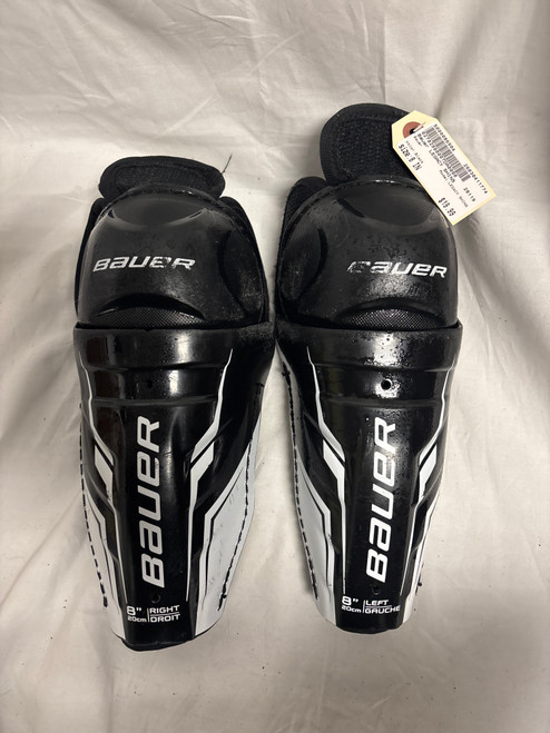 Vist Large View of Product Image Which is Used Bauer LEGACY SHINS Youth Shin Guards Black 8"