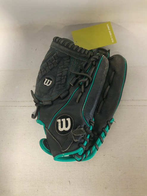 Vist Large View of Product Image Which is Used Wilson A500 RH Throw Fastpitch Gloves Black 12 1/2"