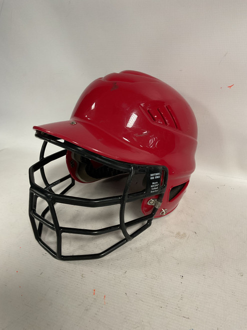 Vist Large View of Product Image Which is Used Rawlings HELMET Batting Helmet w/Mask Red MD