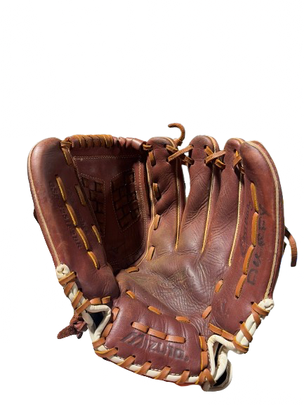 Vist Large View of Product Image Which is Used Mizuno SUPREME FASTPITCH 12.5 IN RHT RH Throw Fastpitch Gloves Maroon 12 1/2"