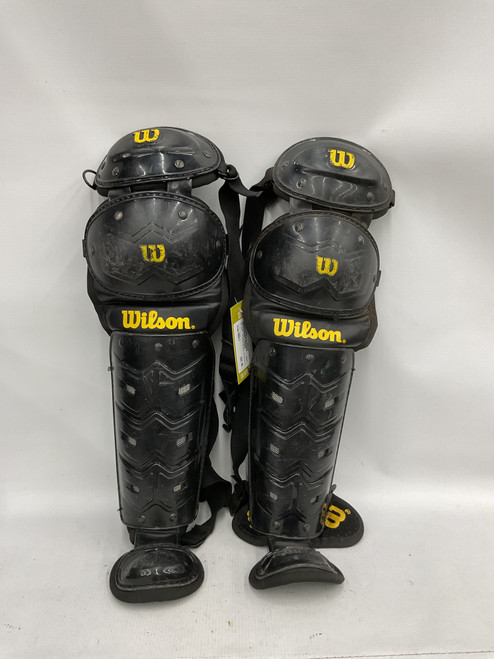 Vist Large View of Product Image Which is Used Wilson WILSON SHINGUARDS Catchers Leg Guards Black Adult