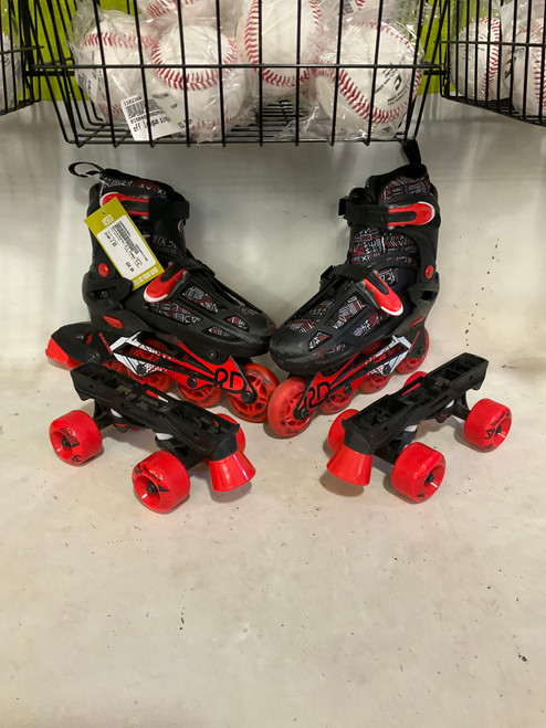 Vist Large View of Product Image Which is Used RollerDerby 2 IN 1 COMBO Junior Roller Quad Skates Purple Junior 03