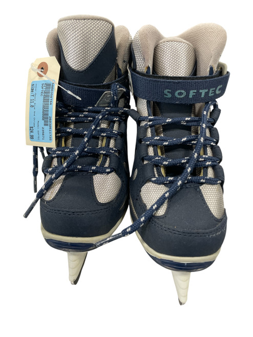 Vist Large View of Product Image Which is Used SOFTEC Boys Figure Skate Royal Blue And Chrome Youth 11.0