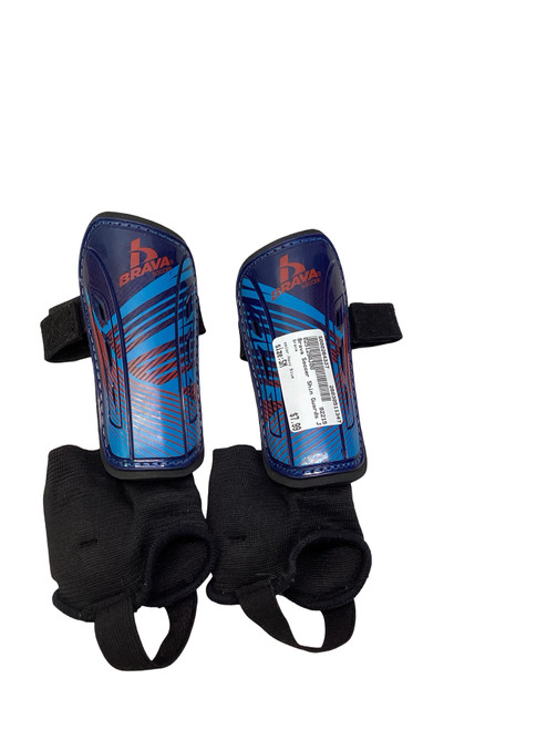 Vist Large View of Product Image Which is Used Brava Soccer Shin Guards Junior Navy Blue SM