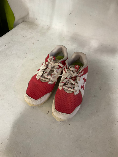 Vist Large View of Product Image Which is Used Under Armour 4.5 BB CLEATS BB/SB Cleats Red Junior 04.5