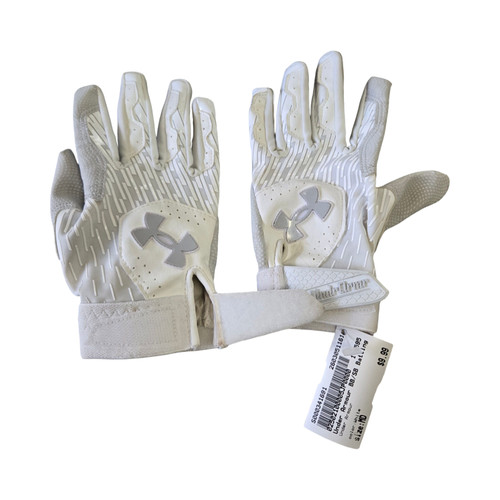 Vist Large View of Product Image Which is Used Under Armour BB/SB Batting Gloves White MD