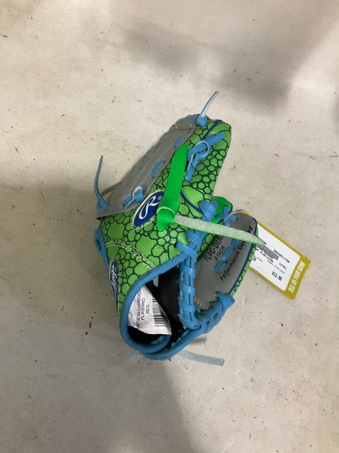 Vist Large View of Product Image Which is Used Rawlings PL9G-DINO BB/SB Glove RH Throw Kelly green 9"