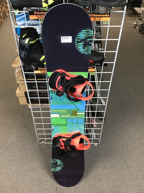 Vist Large View of Product Image Which is Used Rossignol ALIAS Boys Board/Binding Green 135 cm