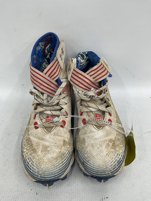 Vist Large View of Product Image Which is Used Under Armour BASEBALL CLEAT BB/SB Cleats Clear And Royal Blue Junior 04
