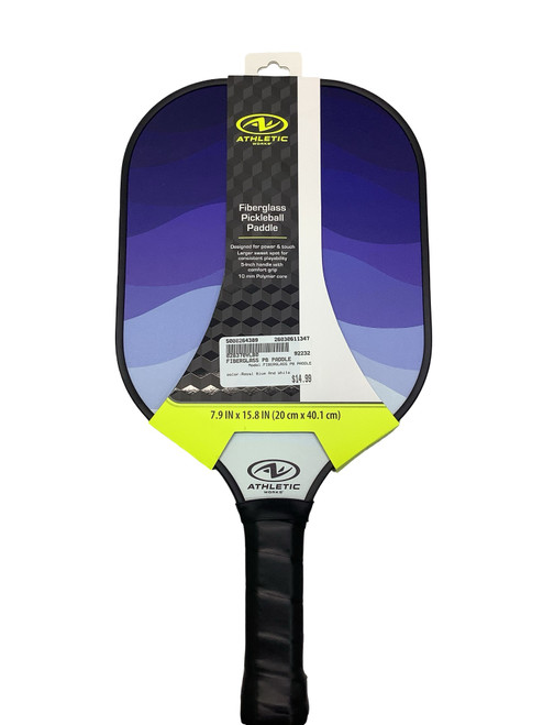 Vist Large View of Product Image Which is Used FIBERGLASS PB PADDLE Pickleball Racquet Royal Blue And White