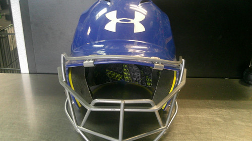 Vist Large View of Product Image Which is Used Under Armour HELMET W/MASK Batting Helmet w/Mask Royal Blue MD