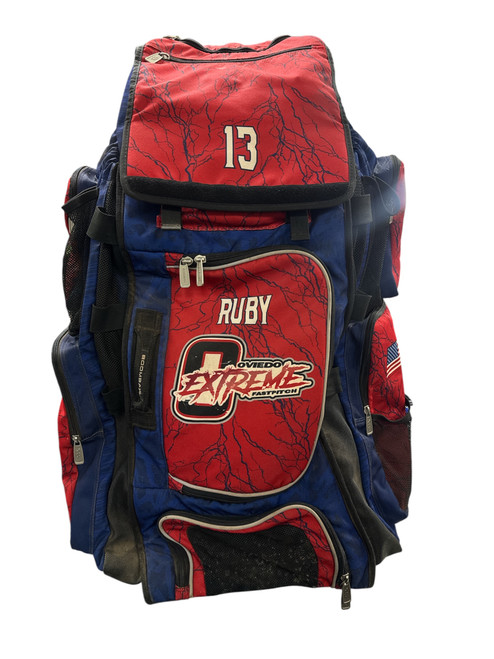 Vist Large View of Product Image Which is Used BoomBah BAT BACK WHEELED BB/SB Player Wheeled Bag Navy Blue