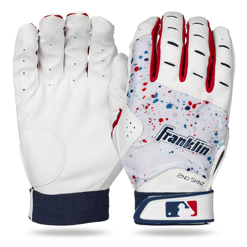 Vist Large View of Product Image Which is New Franklin 2nd Skinz Baseball and Softball Batting Gloves USA- Adult SM