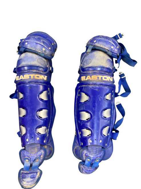 Vist Large View of Product Image Which is Used Easton ADULT SHIN GUARDS ROYAL Catchers Leg Guards Royal Blue Adult