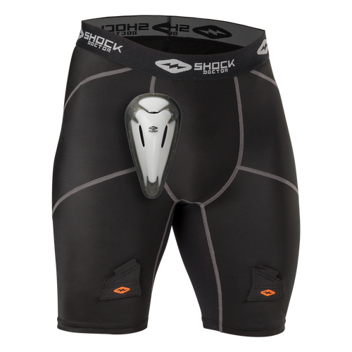 Vist Large View of Product Image Which is Perfect for any athlete seeking comfort and compression. Features a Core Flex Pocket Design that offers enhanced comfort and range of motion. Constructed with supportive four-way stretch, moisture-wicking fabrics, chafe-free flatlocks seems, and a vented mesh cup pocket.