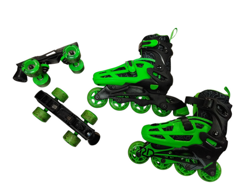 Vist Large View of Product Image Which is Used RollerDerby Junior Aggressive Skates Green Adjustable