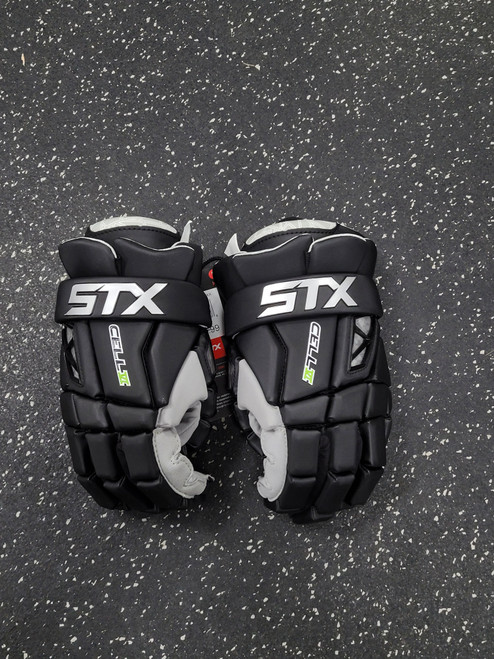Vist Large View of Product Image Which is New STX CELL VI Lacrosse Gloves Mens Black 12"