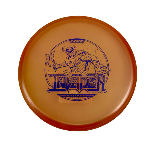 Vist Large View of Product Image Which is Used Innova LUSTER INVADER Disc Golf Putter Orange