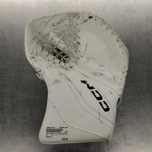 Vist Large View of Product Image Which is Used CCM EFLEX 6.5 CATCH GLOVE Senior Goalie Catcher White