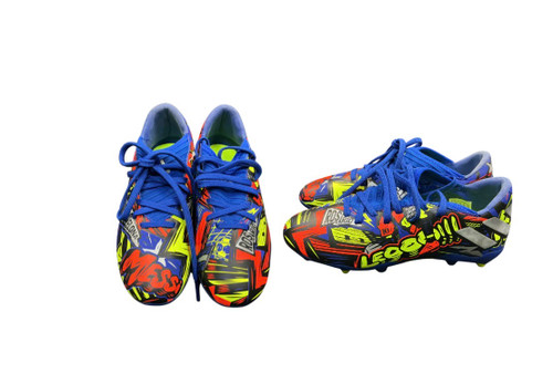 Vist Large View of Product Image Which is Used Adidas Soccer Indoor Shoes Navy Blue Junior 03